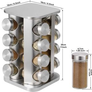 16-JARS 100ML Stainless Steel Rotating Seasoning Spice Jar Set - Image 4