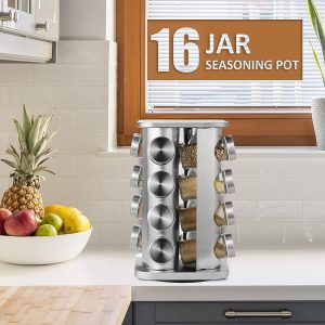 16-JARS 100ML Stainless Steel Rotating Seasoning Spice Jar Set - Image 7