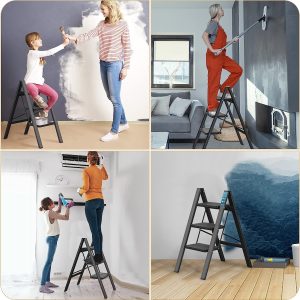 3 Step Ladder, Folding Step Stool with Wide Anti-Slip Thickened Pedal - Image 9