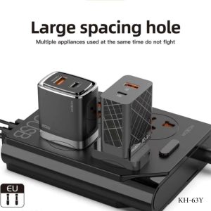 Moxom KH-63Y,  Extension Lead with USB 6 Ports - Black - Image 2