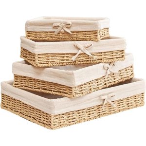 4 PCS Storage Basket Rattan - Image 1