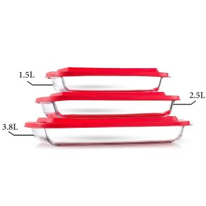 FENIX Set of 3PCS Tempered Nesting Glass Bakeware Set - Image 4