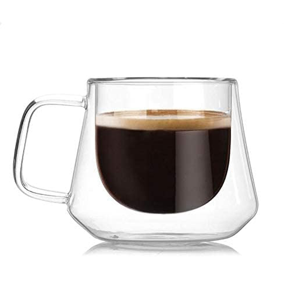 200Ml Double Glass Cup For Espresso & Coffee (D8 X H9)Cm - TezkarShop ...