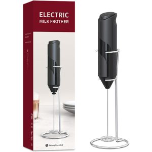 Electric Milk Frother Handheld with Stainless Steel Stand - Image 1