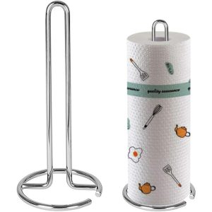 Tissue Holder Standing Rack with Weighted Base for Kitchen Counter top, Silver - Image 1