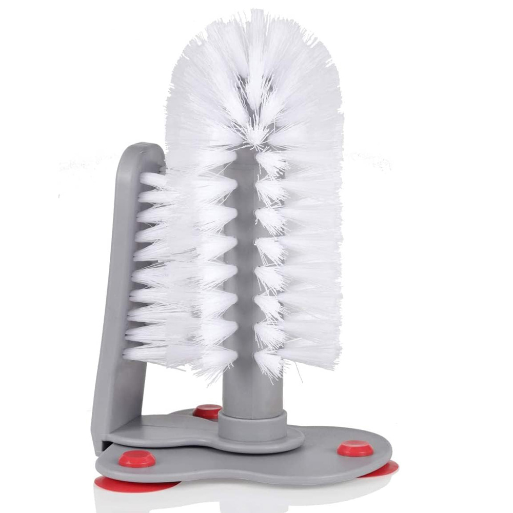 Double Side Bar Glass Brush Washer Cleaner with Suction Base