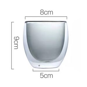 250ml Grey Double Glass Cup (D8 X H9)CM - Image 3