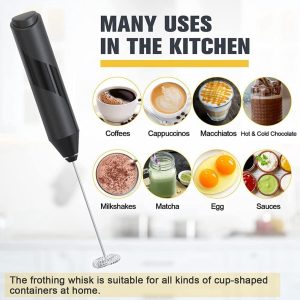 Electric Milk Frother Handheld with Stainless Steel Stand - Image 4
