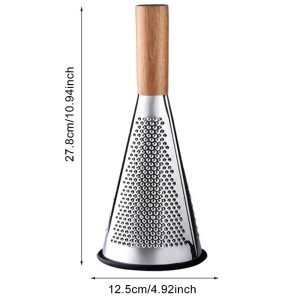 Wooden Handle Stainless Steel Grater Cone Shaped - Image 6