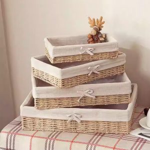 4 PCS Storage Basket Rattan - Image 2