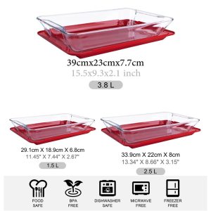 FENIX Set of 3PCS Tempered Nesting Glass Bakeware Set - Image 5