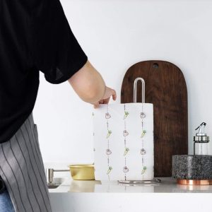 Tissue Holder Standing Rack with Weighted Base for Kitchen Counter top, Silver - Image 3