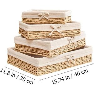 4 PCS Storage Basket Rattan - Image 6