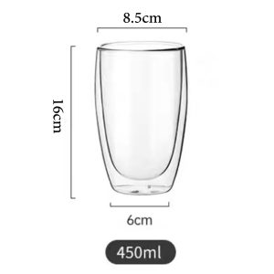 450ml Double Glass Cup (D8.5 X H16)CM - Image 4