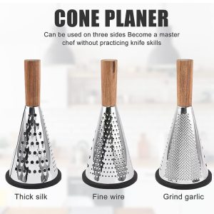 Wooden Handle Stainless Steel Grater Cone Shaped - Image 4