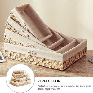 4 PCS Storage Basket Rattan - Image 3