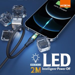 Moxom MX-CB148, Auto Power Off, Transparent USB Data Cable With LED Light  - IOS to Type-C, 2 Meter - Image 6