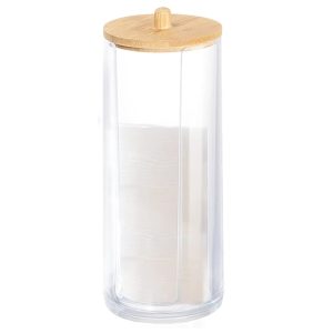 Cotton Swab Dispenser with Bamboo Lid - Image 1