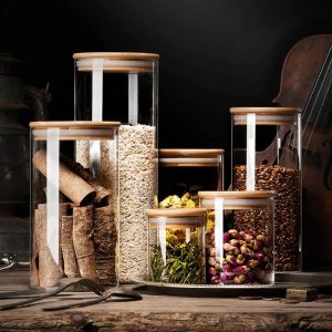 Glass Jar Containers with Bamboo Lids - Image 1