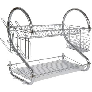 2-Tier Dish Drainer with Utensil Holder - Image 3