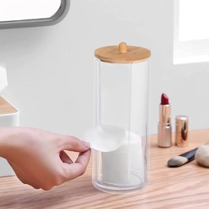 Cotton Swab Dispenser with Bamboo Lid - Image 2