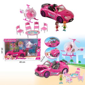 Sport Car & Helicopter with Dinning Set and Dolls - Image 1