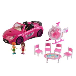 Sport Car & Helicopter with Dinning Set and Dolls - Image 2