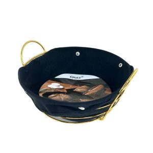Gold & Silver Plated Serving Basket, With Black & White Fabric - Image 8