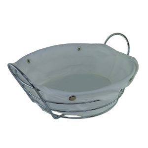 Gold & Silver Plated Serving Basket, With Black & White Fabric - Image 9