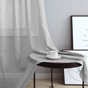 Sheer Curtains Voile Light Filtering - Grey - Image 3