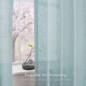 Sheer Curtains Voile Light Filtering - Light Blue - Image 3