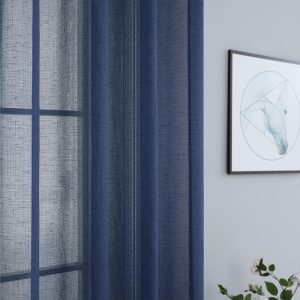 Sheer Curtains Voile Light Filtering - Navy - Image 3
