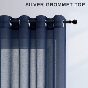 Sheer Curtains Voile Light Filtering - Navy - Image 4
