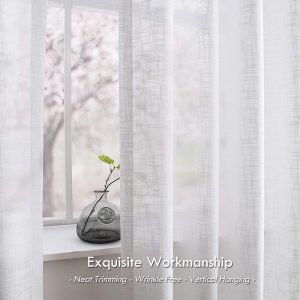 Sheer Curtains Voile Light Filtering - White - Image 3