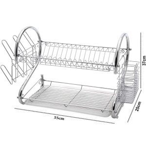 2-Tier Dish Drainer with Utensil Holder - Image 4