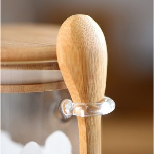 Glass Jar Containers with Bamboo Lids + Spoon ( Base 8.50 cm ) - Image 4