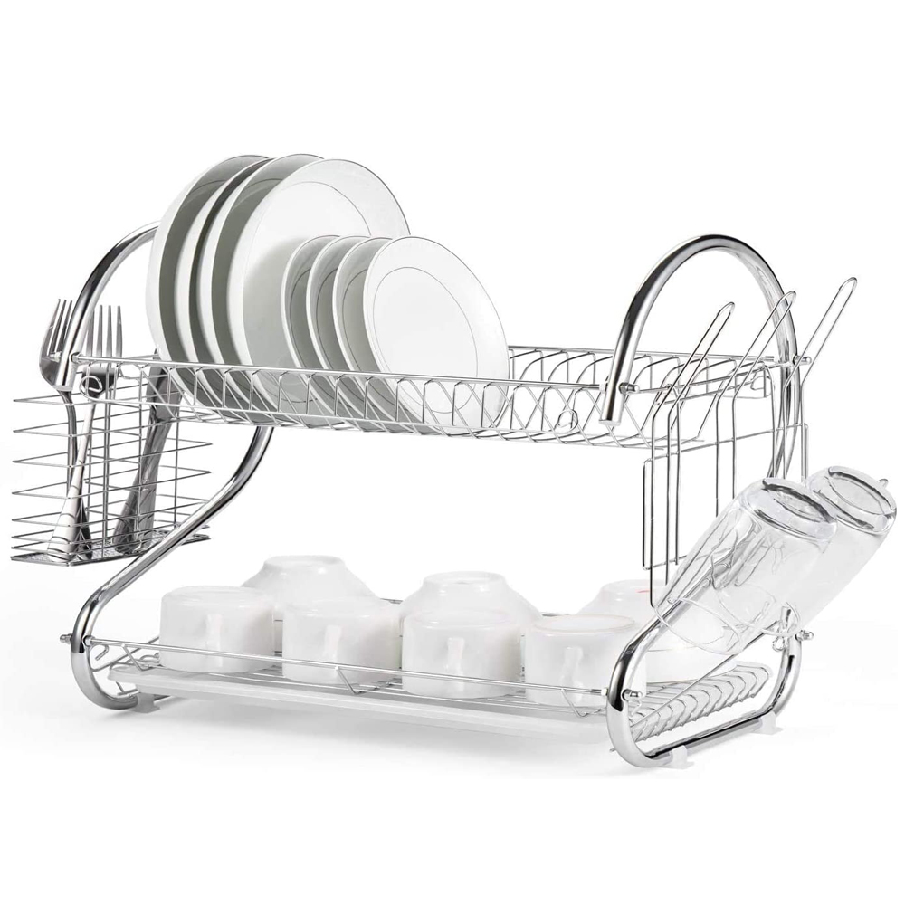 2 Tier Dish Drainer With Utensil Holder TezkarShop Official Website   5 31 