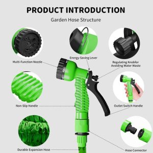 Expandable Rubbery Durable Hose With 7 Functions Spray Gun & Conversion Connector - Image 6