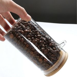 Glass Jar Containers with Bamboo Lids + Spoon ( Base 8.50 cm ) - Image 5