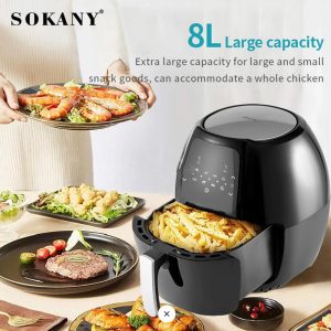 SOKANY Oil Free Healthy Air Frying with Digital Touch Screen - 8 Liter SK-8014 - Image 3