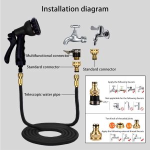 TOP QUALITY Expandable Rubbery Durable Hose With 10 Functions Spray Gun & Conversion Connector - Image 6