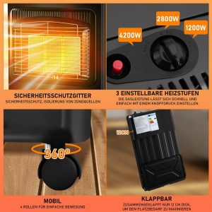 Luozigi LQ-H002F, Foldable Gas Heater 4.2kW, Indoor Safe - Image 3