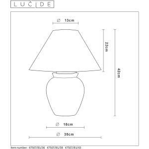 Lucide Ramzi Ceramics Table Lamp - Beije - Image 4