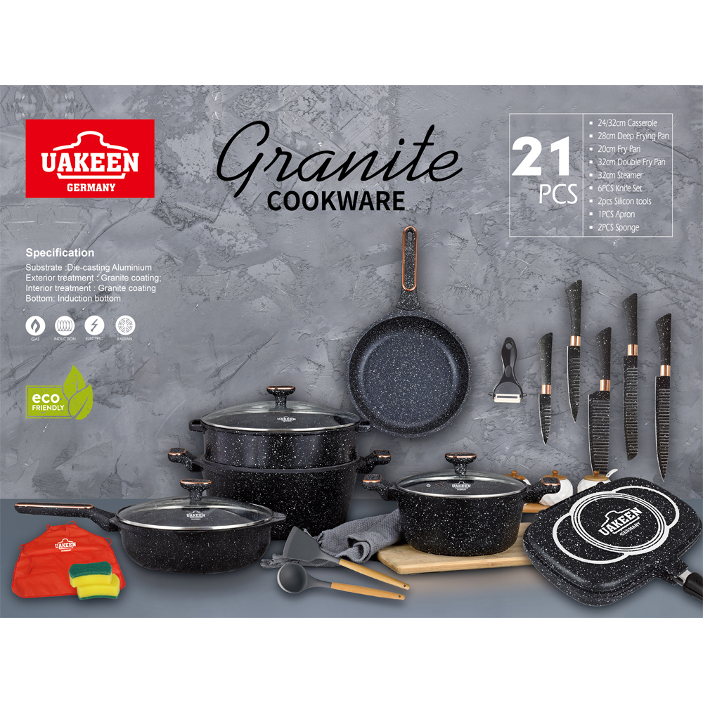 Uakeen Germany 12 Pcs Cookware Granite Sets – Nazlan Rich Trading Co.