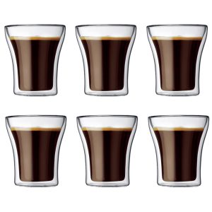 6-Pieces Set Double Wall Espresso Cup Heat-resistant 80ml - Image 1