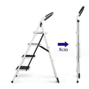 Folding Ladder Handgrip Anti-Slip and Wide Pedal-White - Image 11