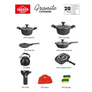 UAKEEN 20 pieces set Granite Non Stick Coating 100% - Image 3
