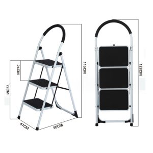 Folding Ladder Handgrip Anti-Slip and Wide Pedal-White - Image 13