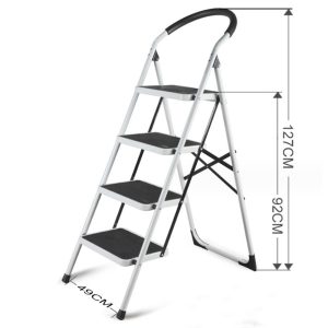 Folding Ladder Handgrip Anti-Slip and Wide Pedal-White - Image 14