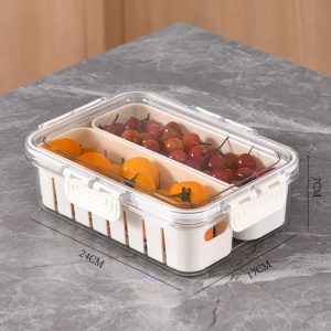 Food Storage Containers Box With Clear Lid and 2 Removable Drain Tray - Image 3
